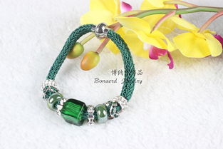 博納爾飾品暢銷款 方琉璃與陶瓷合金編織線手鏈，義烏商貿城熱銷